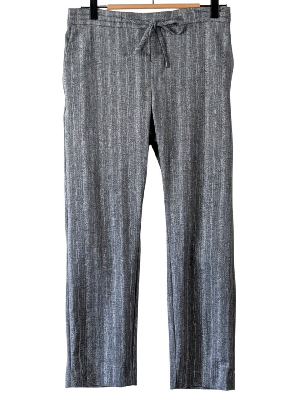 Liverpool Pull-On Drawstring Wide Leg Trousers S/28 Gray Black Stripe